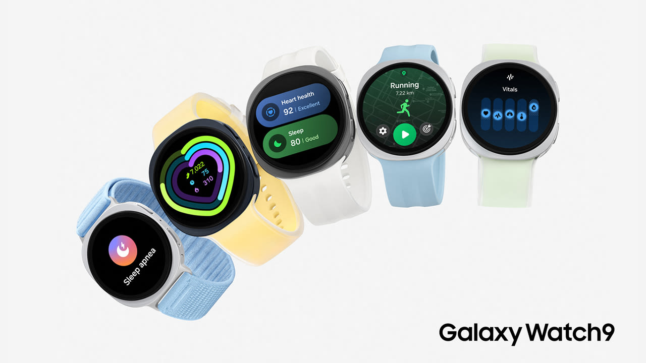SAMSUNG Galaxy Watch9 40 Smartwatches Aluminium Nitrilkautschuk, 130-180 mm, Creme Samsung Galaxy Watch9 in verschiedenen Farben und Armbanddesigns mit Gesundheits-, Fitness- und Kommunikationsfunktionen auf den Displays.