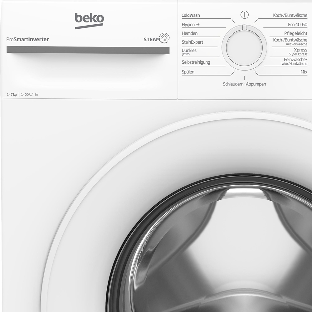 Διακόπτης επιλογής προγράμματος του πλυντηρίου ρούχων BEKO BMMWFU374A με προγράμματα πλύσης όπως ColdWash, Hygiene+, StainExpert, Eco 40-60 και άλλα.