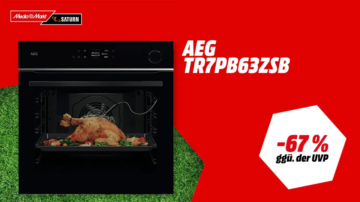AEG TR7PB63ZSB Einbaubackofen in Einbauküche, 72 Liter Volumen, Touchscreen-Bedienung, aktuell stark reduziert zum WM-Angebot