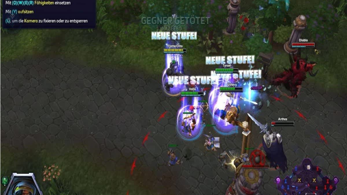 Ein Screenshot zeigt, wie Spieler in „Heroes of the Storm“ ein neues Level erreichen.