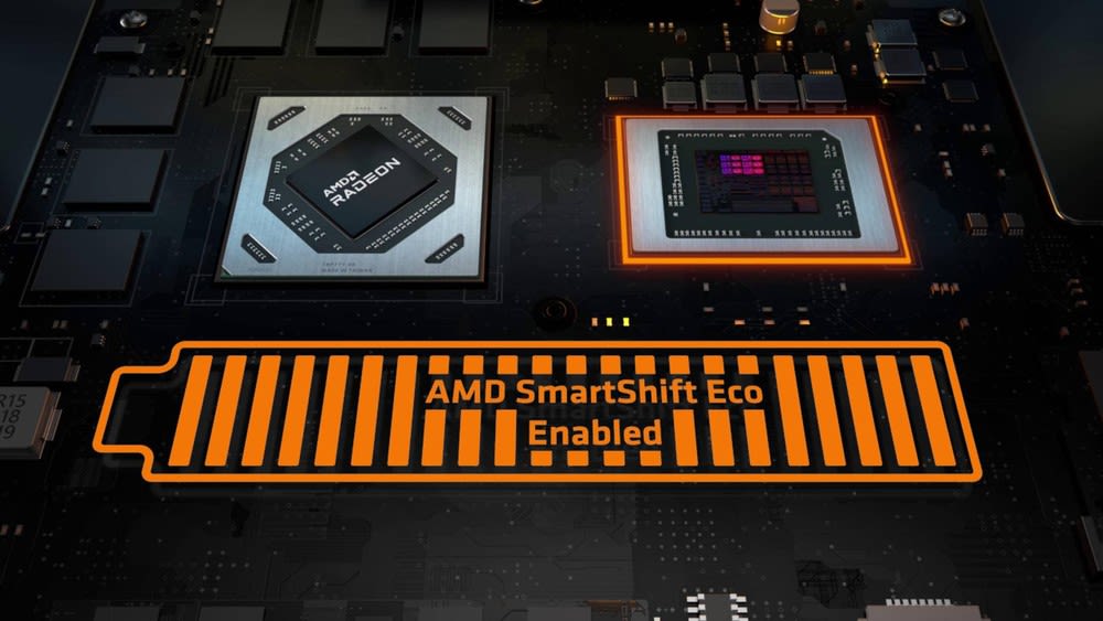 AMD SmartShift Eco Visualisierung mit Prozessoren auf einer Platine