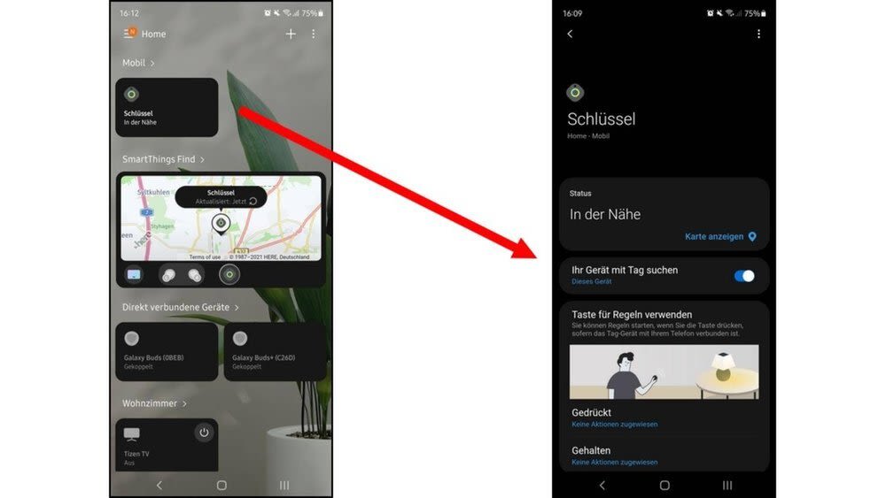 Mit Samsung Galaxy SmartTag Smartphone finden Screenshot