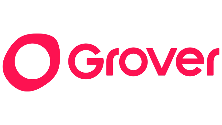 Das Logo von Grover in Pink auf einem weißen Hintergrund.
