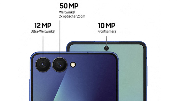 Die Rückkamera mit 12 Megapixel Ultra-Weitwinkel und 50 Megapixel Weitwinkel sowie die Frontkamera mit 10 Megapixel.