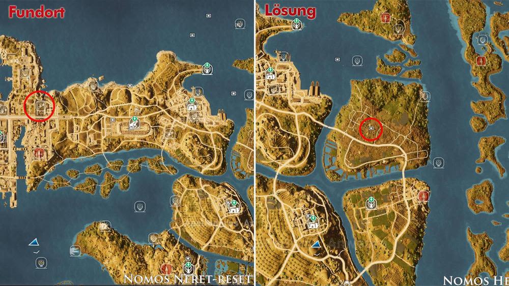 Alexandria – Weg der Natur-Rätsel: Standort auf der Ingame-Karte.