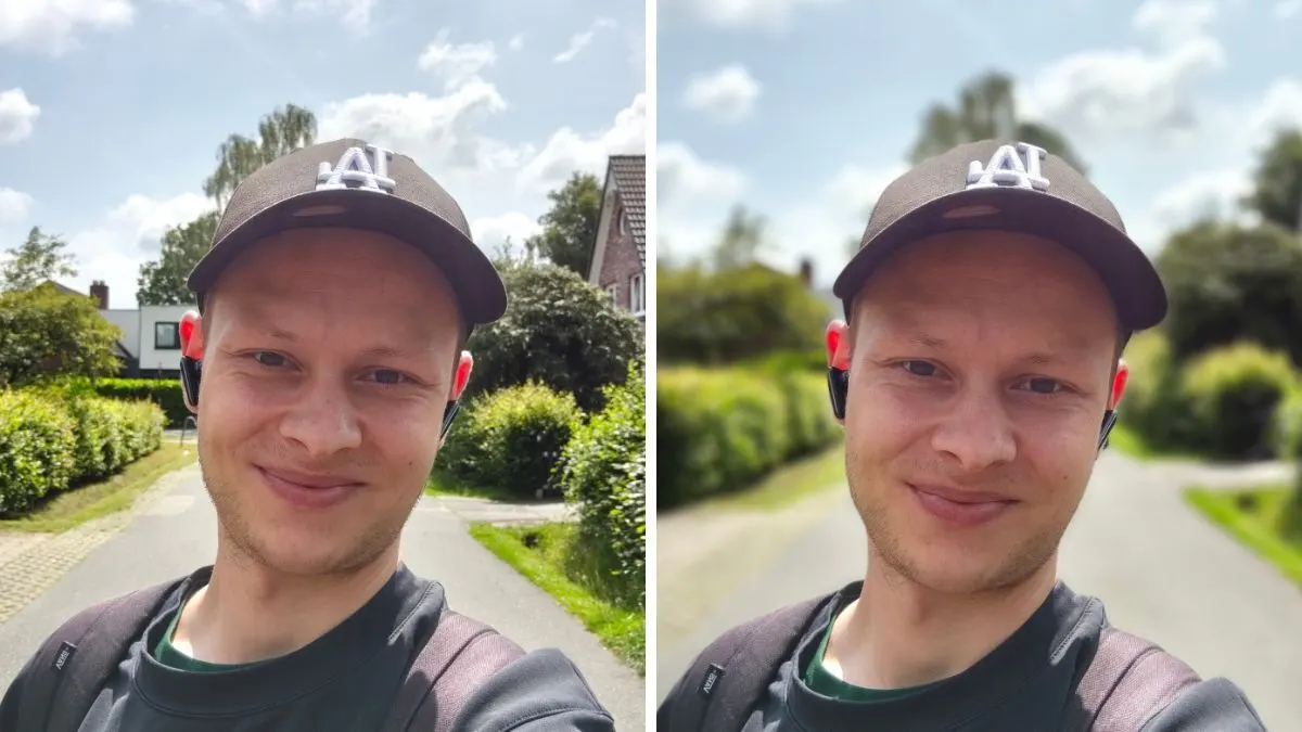 Die Collage zeigt Selfies von Alex, einmal mit verschwommenem Hintergrund.