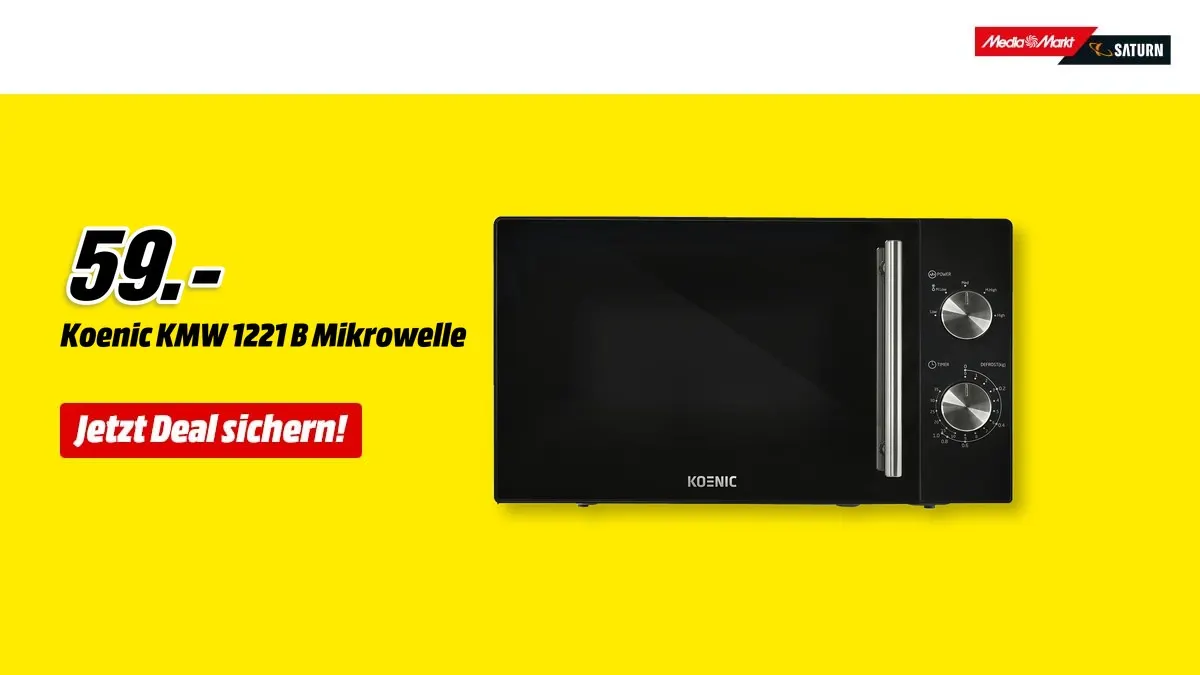 Koenic KMW 1221 B Mikrowelle in Schwarz, 700 Watt, Angebot bei MediaMarkt für 59,– €