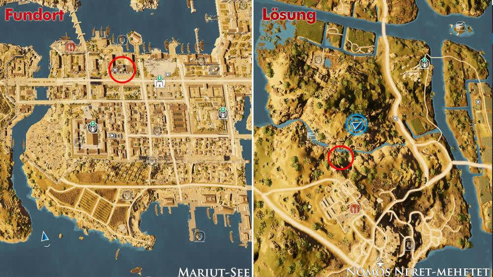 Alexandria – Geteiltes Tal-Rätsel: Standort auf der Ingame-Karte.