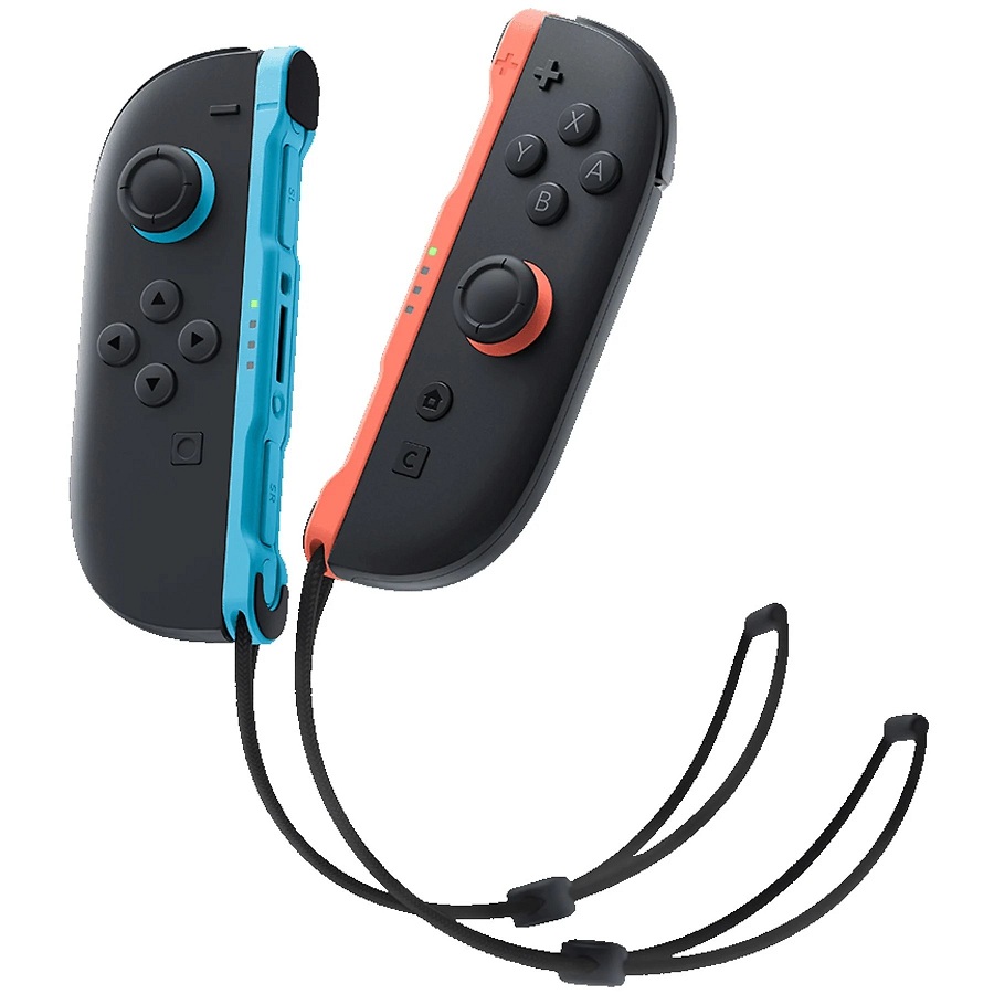 NINTENDO Switch 2 Joy-Con 2er-Set Controller in Blau und Rot, getrennt mit befestigten Handgelenksschlaufen, vielseitige Steuerung für die Switch-Konsole.