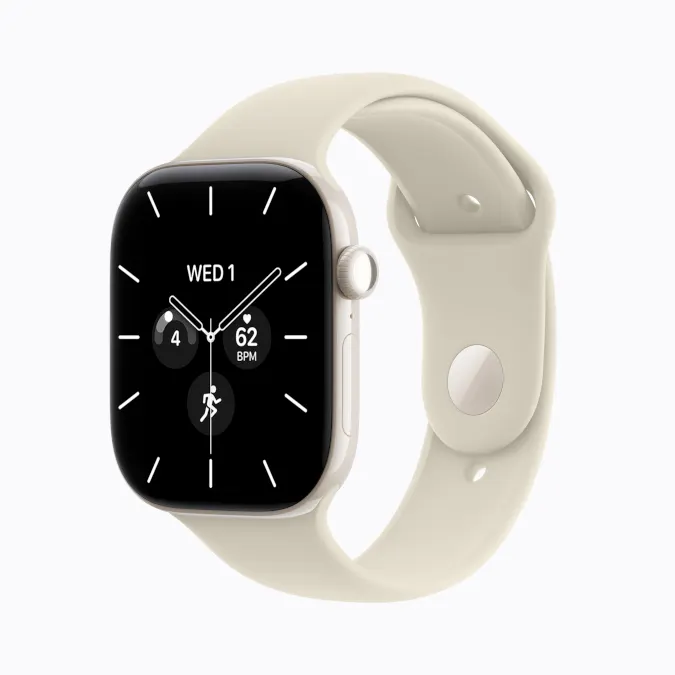 Eine Apple Watch Series 12 mit Keramikgehäuse vor einem weißen Hintergrund.