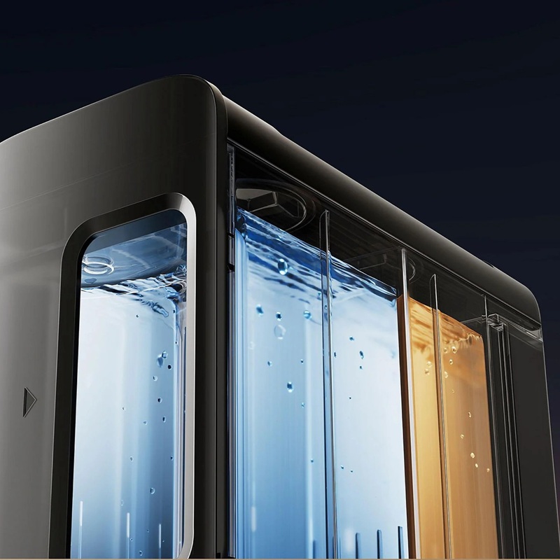 Detail des Wischsystems des MOVA Z60 Ultra Roller Complete Saugroboters in Schwarz mit zwei Wassertanks für zwei unterschiedliche Reinigungslösungen.