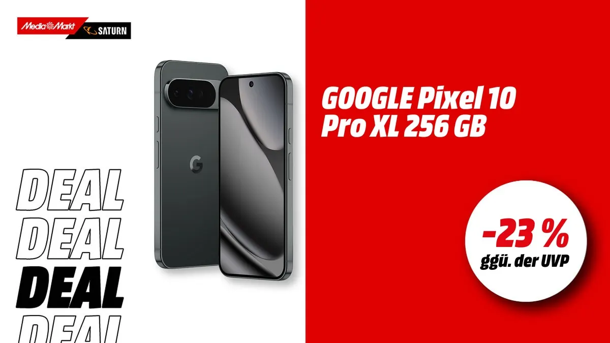 Google Pixel 10 Pro XL Smartphone in Obsidian – aktuell mit -23 % (ggü. der UVP) Rabatt erhältlich.