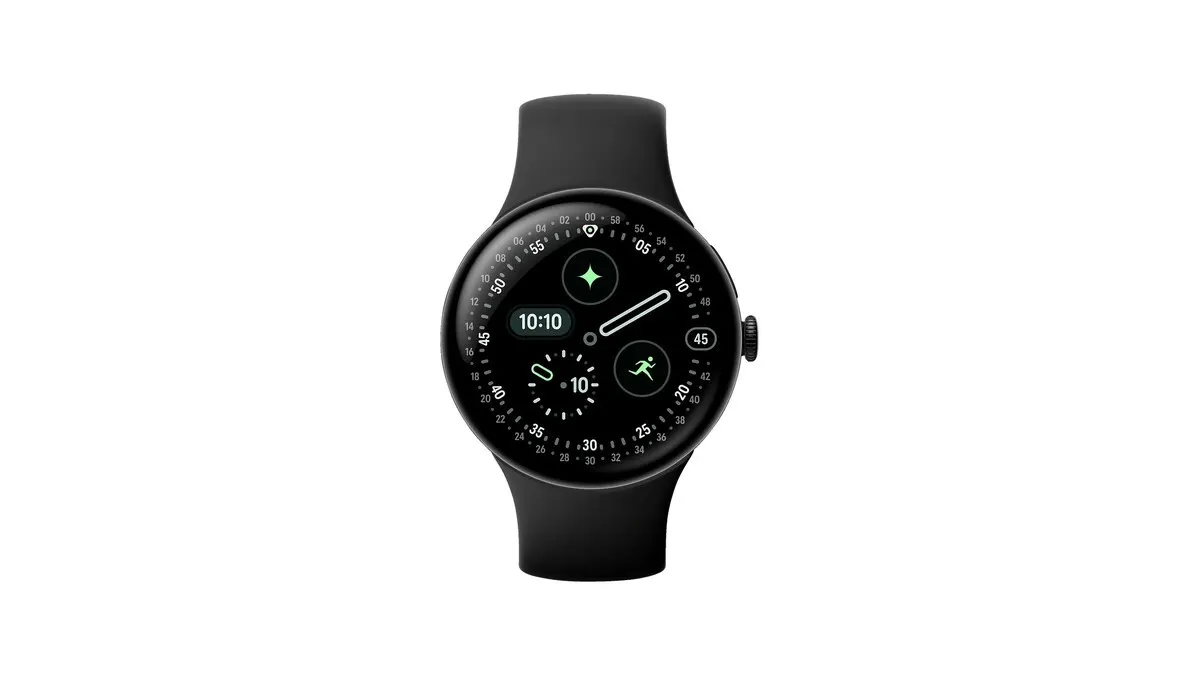 Die Google Pixel Watch 4 vor weißem Hintergrund.