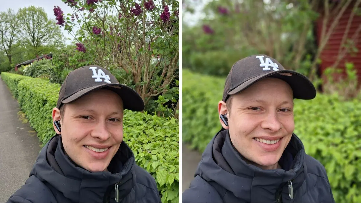 Eine Collage mit zwei Selfies von Alex. Das rechte Foto hat einen verschwommenen Hintergrund.
