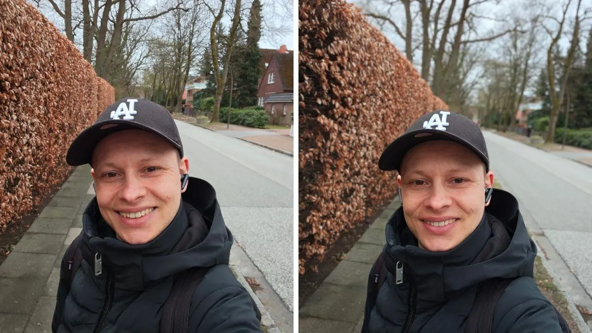Eine Collage mit 2 Selfies von Alex. Das rechte Foto hat einen verschwommenen Hintergrund.
