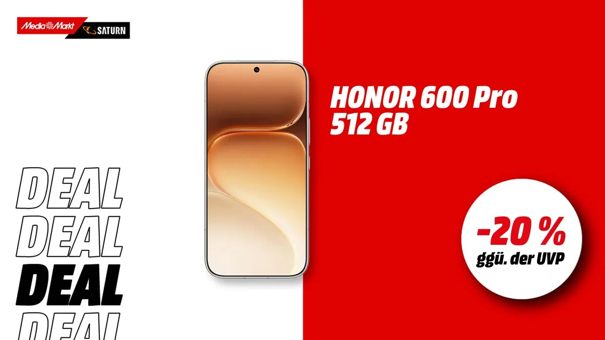 Honor 600 Pro Smartphone in Golden White mit 512 GB Speicher und Dual SIM – jetzt mit -20 % (ggü. der UVP) reduziert