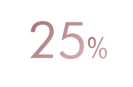 25%” — duży różowy napis „25%” na białym tle