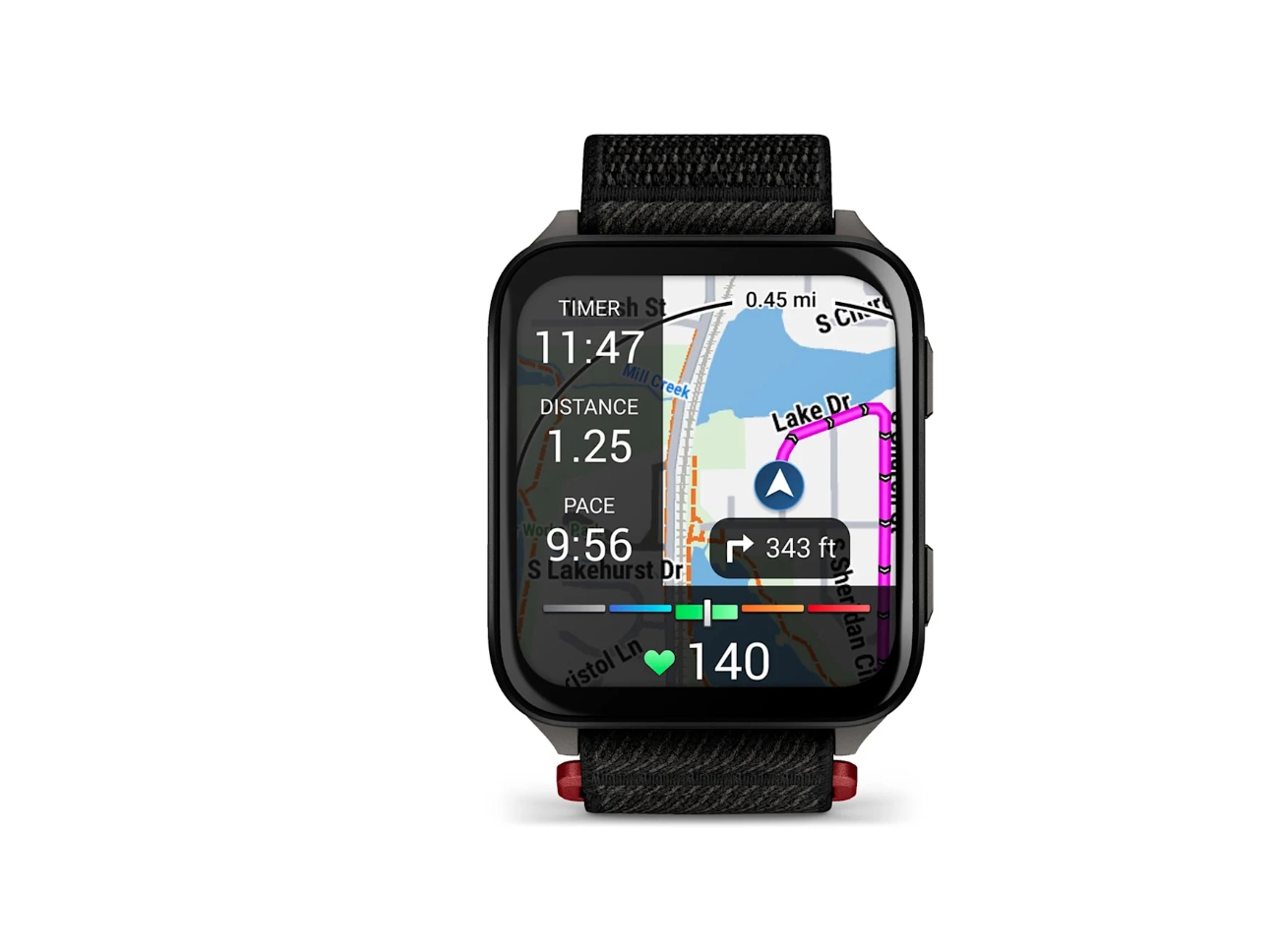 Nowy zegarek Garmin Venu X1 od frontu z włączoną nawigacją.