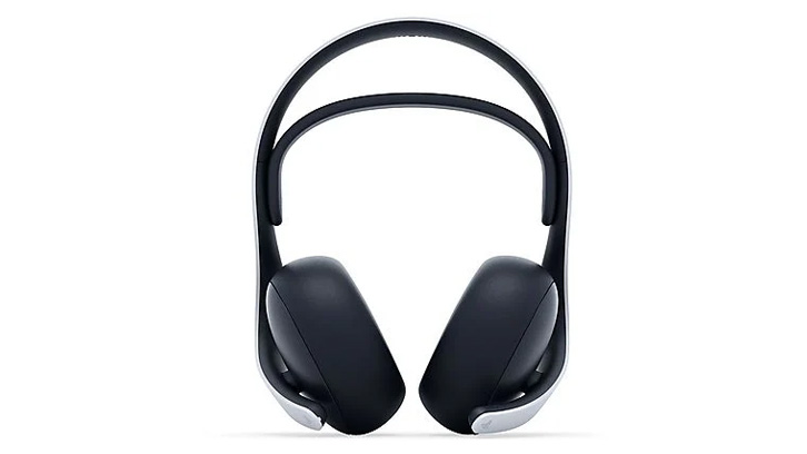 Słuchawki nauszne w kolorze czarnym z białymi akcentami na białym tle, z dwoma pałąkami.