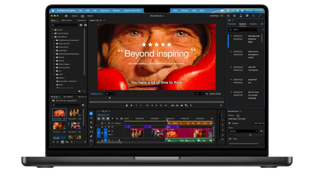 Nowy MacBook Pro 2025 z programem do montażu wideo.