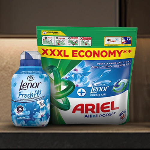 Płyn Lenor i ampułki do prania Ariel