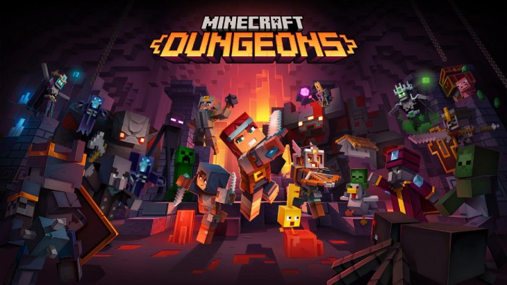 Okładka przedstawia postacie z gry Minecraft Dungeons