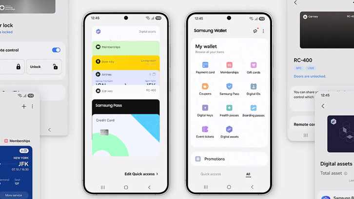 przejrzysty interfejs aplikacji Samsung Wallet