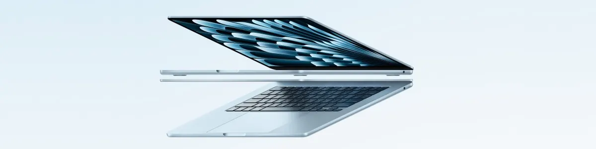 Błękitny laptop Apple MacBook Air M4