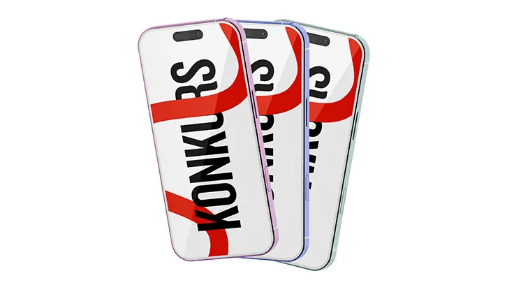 Modele iPhone 16 z wielkim napisem Konkurs