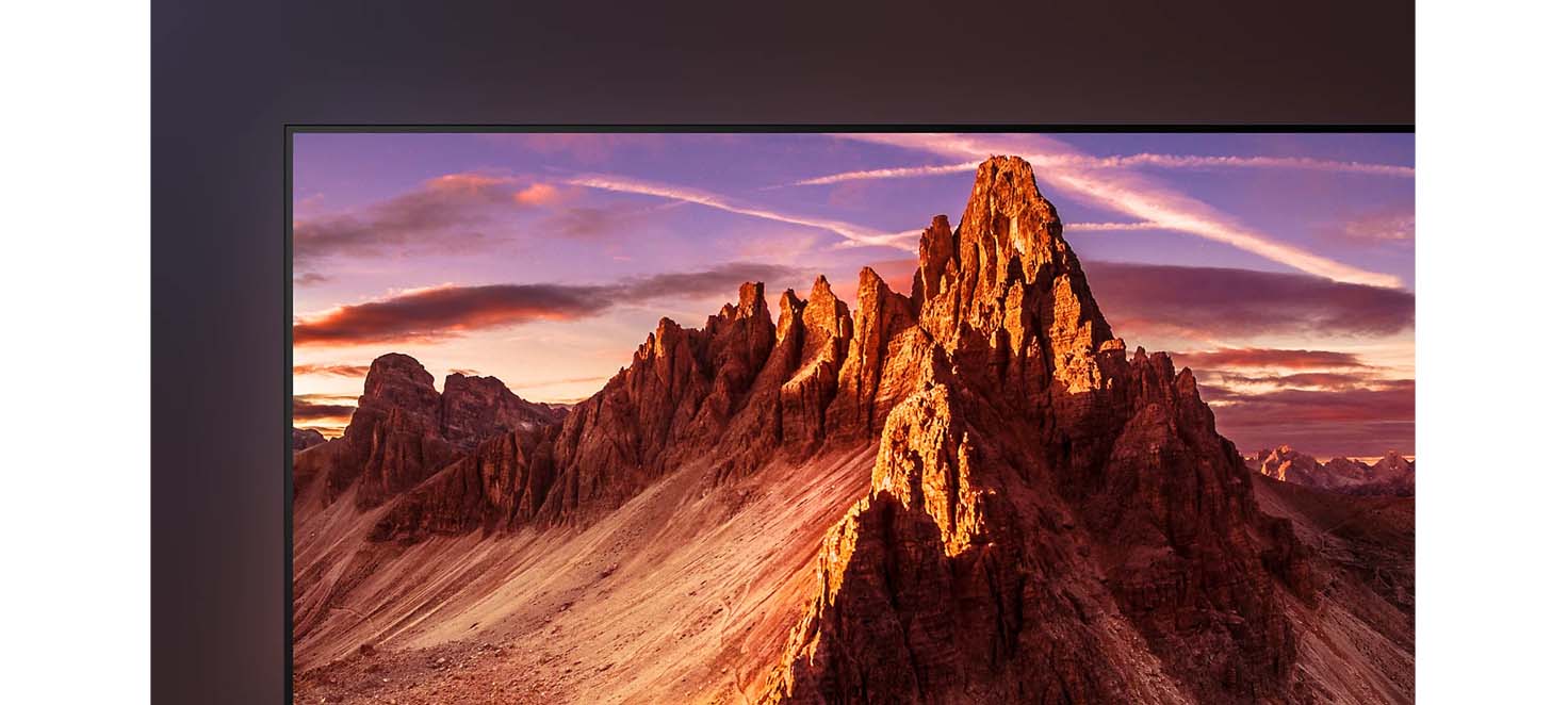 Skalisty krajobraz wyświetlany na telewizorze