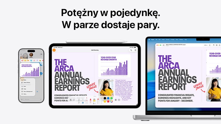Potężny w pojedynkę. W parze dostaje pary. iPhone, iPad i MacBook