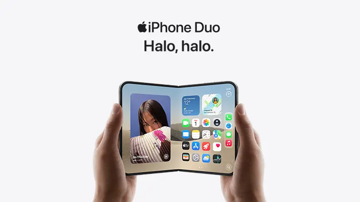 Apple iPhone Duo - Halo, halo. Na grafice widnieje nowej generacji składany iPhone Duo.