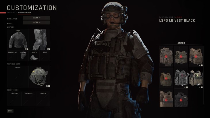 Screenshot przedstawia ekran uzbrojenia