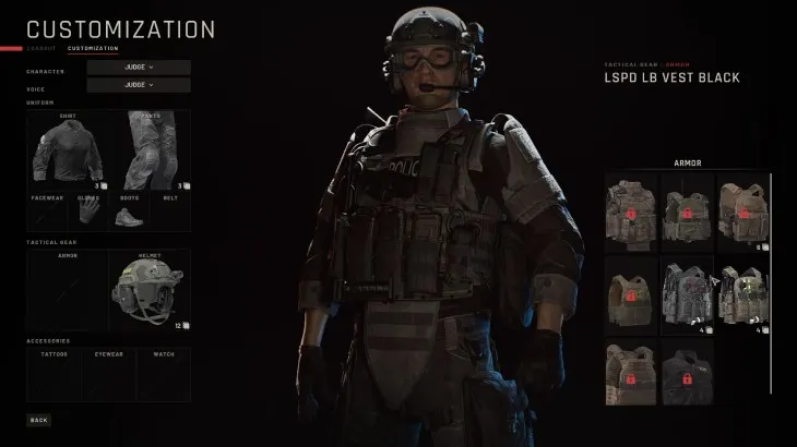 Screenshot przedstawia ekran uzbrojenia