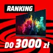 Grafika telewizora na tle czerwono-czarnego wiru. Napis: Ranking do 3000 zł.