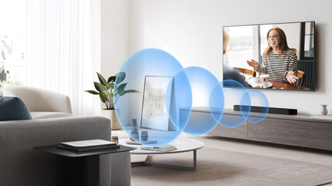 Fale dźwiękowe wychodzące z soundbara 