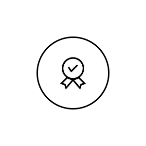 Ikona medalu z ptaszkiem, symbol potwierdzonej gwarancji 