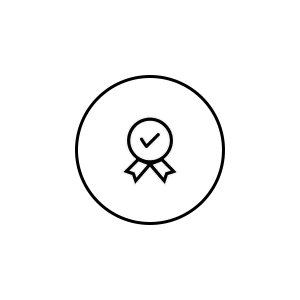 Ikona medalu z ptaszkiem, symbol potwierdzonej gwarancji