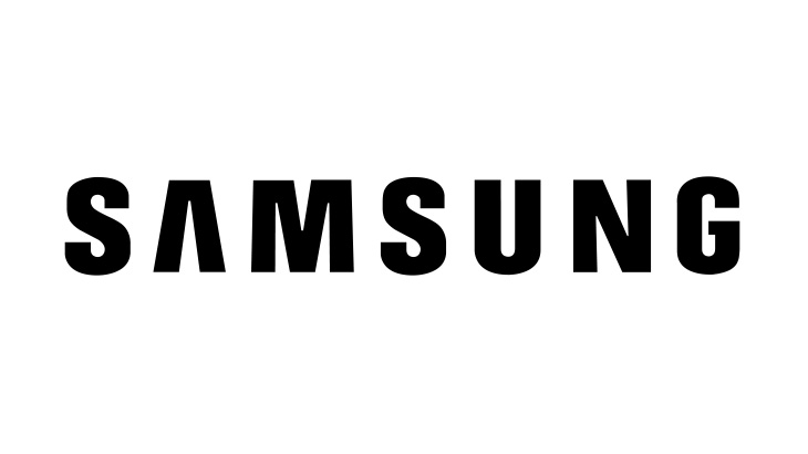 Logotyp marki Samsung - czarny napis na białym tle.