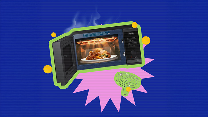 Mikrofalówka Samsung na granatowym tle