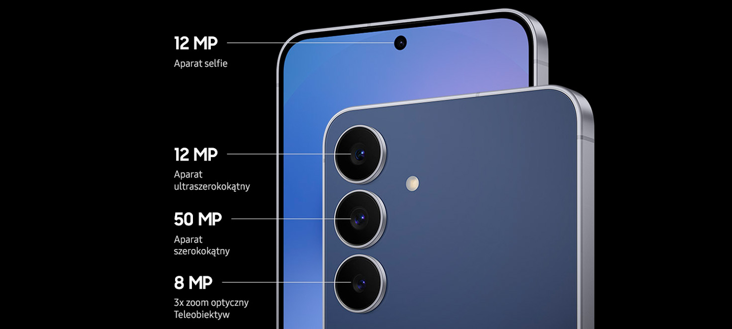 Aparat Selfie 12MP, Aparat ultraszerokokątny 12MP, Aparat szerokokątny 50MP i potrójny zoom optyczny z teleobiektywem 8 MP