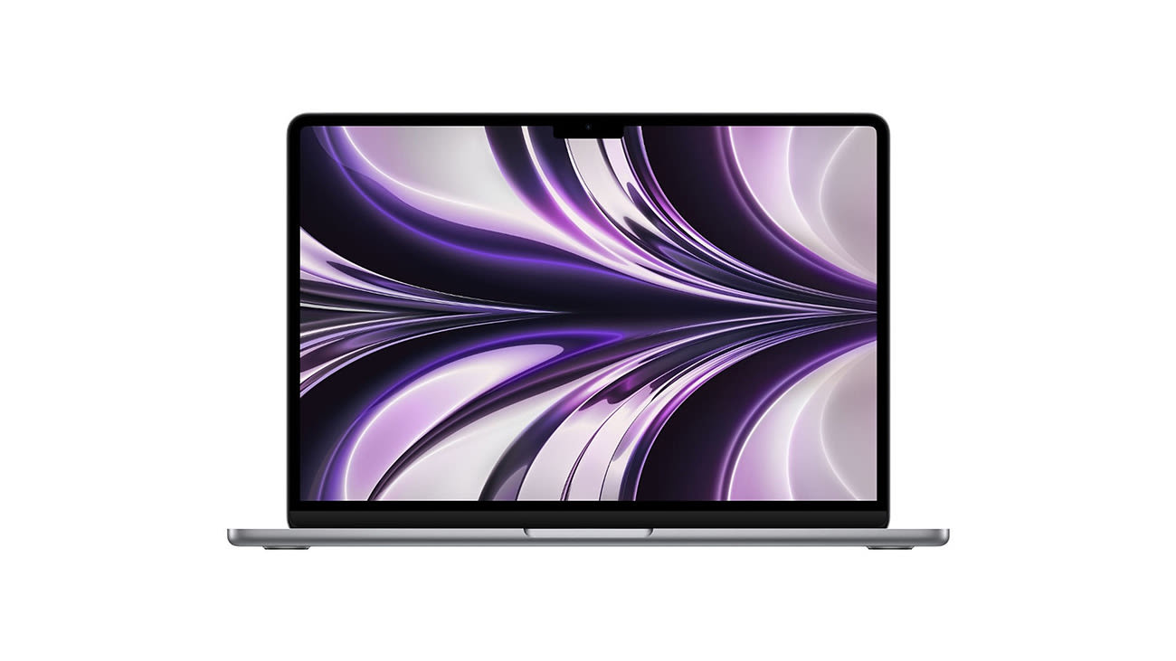 Laptop APPLE MacBook Air 13 w kolorze gwiezdnej szarości, na białym tle.