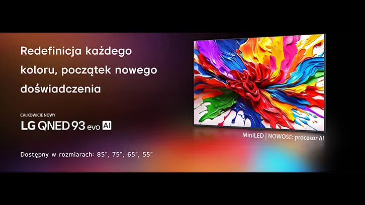 Telewizor na tle refleksów świetlnych, wyświetlający kolorowe plamy