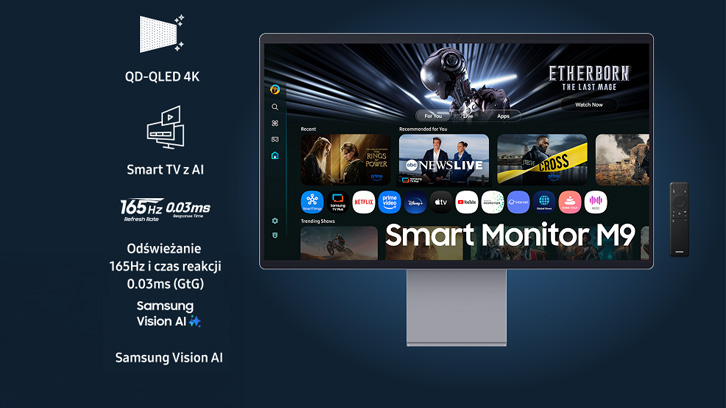 Monitor Samsung Smart Monitor M9, z aplikacjami streamingowymi