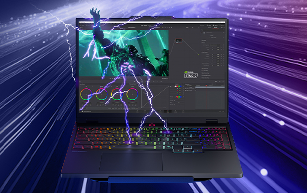 Laptop lenovo legion z podświetlaną klawiaturą, grafika wskazująca na dużą moc urządzenia.