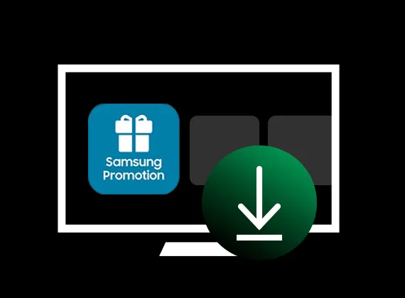Ikona Telewizora z ikoną Samsung Promotion i emblematem sugerującym ściągnięcie aplikacji