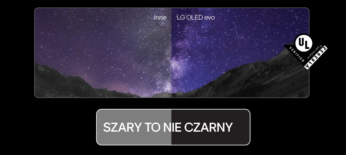 Pokazanie porównania czerni na innych telewizorach a na telewizorze LG OLED evo