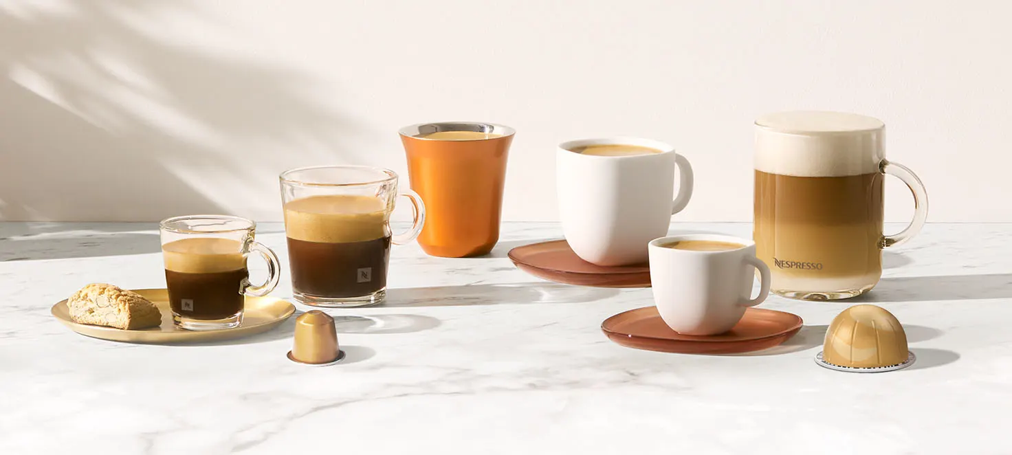 Selekcja przygotowanych kaw Nespresso