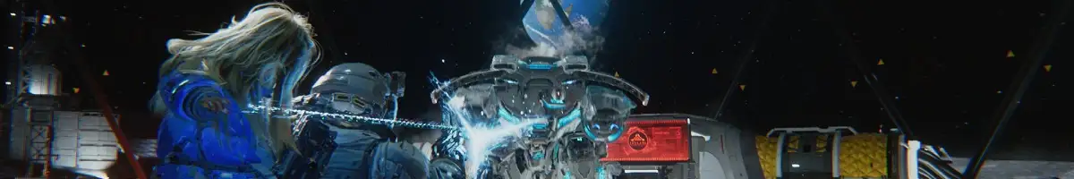 Screen z premierowej gry Pragmata przedstawiający dwójkę głównych bohaterów.