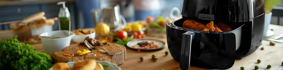 Danie przygotowane we frytkownicy beztłuszczowej.